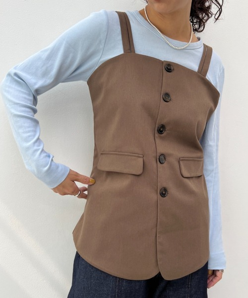 y/m(イム)の「【セットアップ対応】ダブルストラップフロントボタンビスチェ(ベスト・レディース・ブラック/ブラウン・FREE)」の20枚目の写真