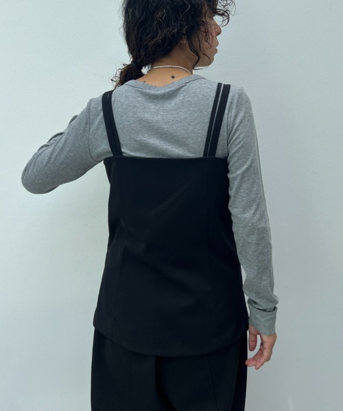 y/m(イム)の「【セットアップ対応】ダブルストラップフロントボタンビスチェ(ベスト・レディース・ブラック/ブラウン・FREE)」の16枚目の写真