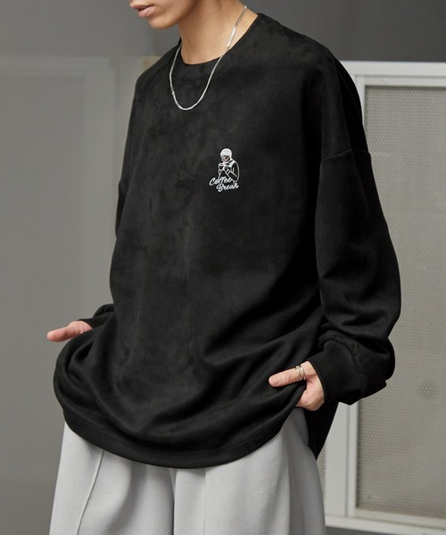 Anchor Smith（アンカー スミス）の「ワンポイント刺繍ビッグシルエットブラッシュドプルオーバー（Tシャツ/カットソー・メンズ・ブラック系/ライトグレー系/ライトグレー/ブラック/アイボリー/ブルー系・L/M）」の9枚目の写真