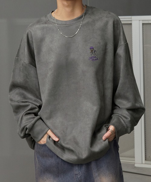 Anchor Smith（アンカー スミス）の「ワンポイント刺繍ビッグシルエットブラッシュドプルオーバー（Tシャツ/カットソー・メンズ・ブラック系/ライトグレー系/ライトグレー/ブラック/アイボリー/ブルー系・L/M）」の15枚目の写真