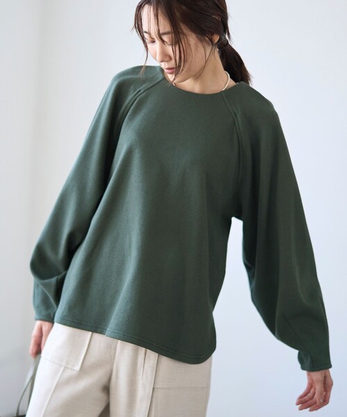 RONEL(ロネル)の「【RONEL】ネップジョーゼットドルマンプルオーバー(Tシャツ/カットソー・レディース・ブラック/ダークグリーン/オフホワイト・S/M/L)」の3枚目の写真