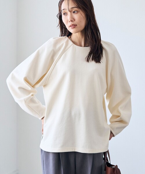 RONEL(ロネル)の「【RONEL】ネップジョーゼットドルマンプルオーバー(Tシャツ/カットソー・レディース・ブラック/ダークグリーン/オフホワイト・S/M/L)」の4枚目の写真