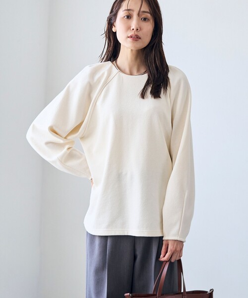 RONEL(ロネル)の「【RONEL】ネップジョーゼットドルマンプルオーバー(Tシャツ/カットソー・レディース・ブラック/ダークグリーン/オフホワイト・S/M/L)」の5枚目の写真