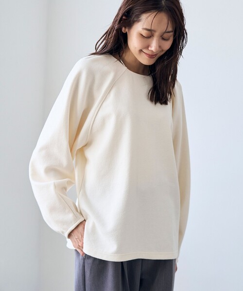 RONEL(ロネル)の「【RONEL】ネップジョーゼットドルマンプルオーバー(Tシャツ/カットソー・レディース・ブラック/ダークグリーン/オフホワイト・S/M/L)」の6枚目の写真
