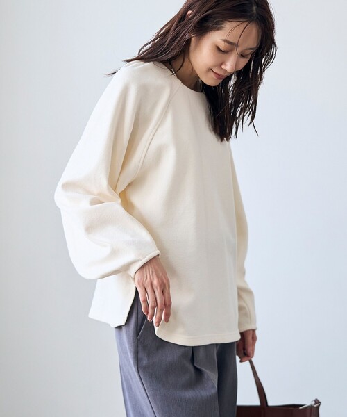 RONEL(ロネル)の「【RONEL】ネップジョーゼットドルマンプルオーバー(Tシャツ/カットソー・レディース・ブラック/ダークグリーン/オフホワイト・S/M/L)」の7枚目の写真