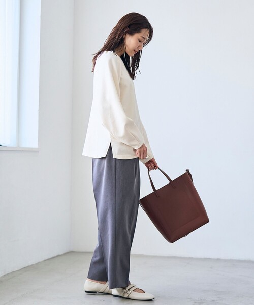 RONEL(ロネル)の「【RONEL】ネップジョーゼットドルマンプルオーバー(Tシャツ/カットソー・レディース・ブラック/ダークグリーン/オフホワイト・S/M/L)」の10枚目の写真