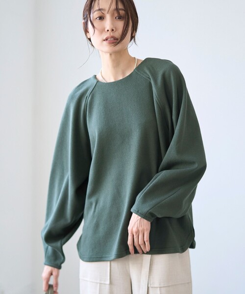 RONEL(ロネル)の「【RONEL】ネップジョーゼットドルマンプルオーバー(Tシャツ/カットソー・レディース・ブラック/ダークグリーン/オフホワイト・S/M/L)」の12枚目の写真