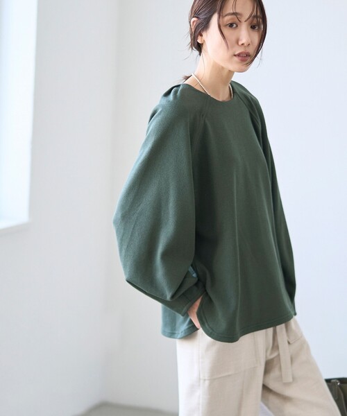 RONEL(ロネル)の「【RONEL】ネップジョーゼットドルマンプルオーバー(Tシャツ/カットソー・レディース・ブラック/ダークグリーン/オフホワイト・S/M/L)」の16枚目の写真
