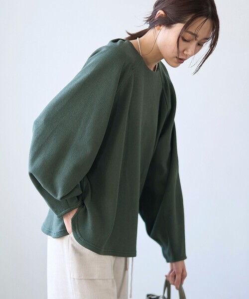 RONEL(ロネル)の「【RONEL】ネップジョーゼットドルマンプルオーバー(Tシャツ/カットソー・レディース・ブラック/ダークグリーン/オフホワイト・S/M/L)」の17枚目の写真