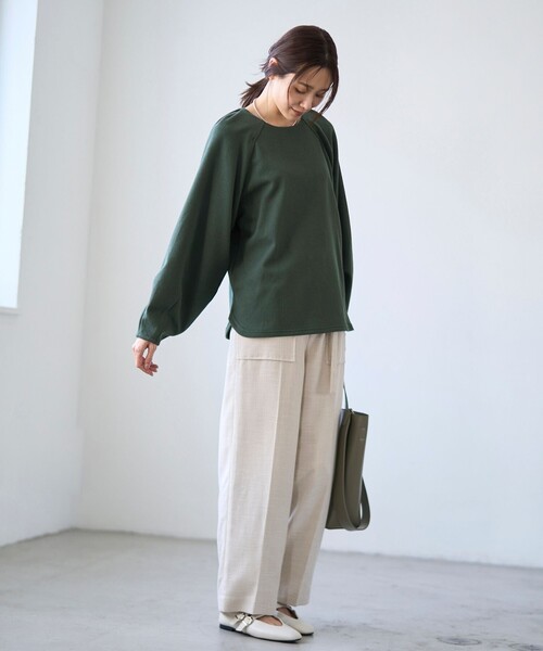 RONEL(ロネル)の「【RONEL】ネップジョーゼットドルマンプルオーバー(Tシャツ/カットソー・レディース・ブラック/ダークグリーン/オフホワイト・S/M/L)」の18枚目の写真