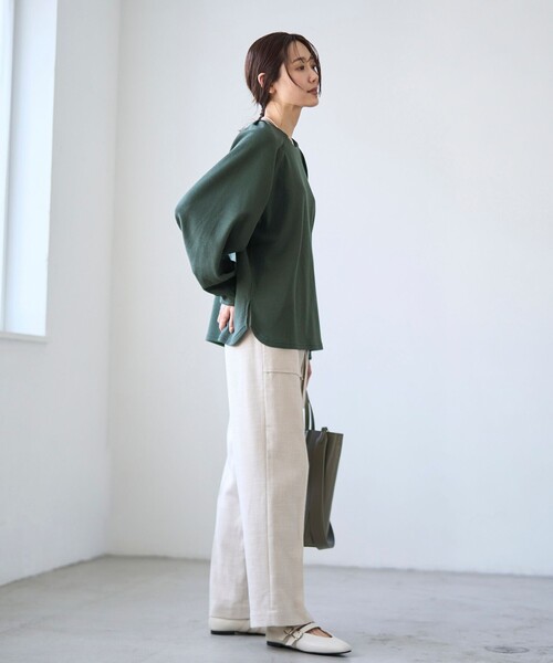 RONEL(ロネル)の「【RONEL】ネップジョーゼットドルマンプルオーバー(Tシャツ/カットソー・レディース・ブラック/ダークグリーン/オフホワイト・S/M/L)」の19枚目の写真