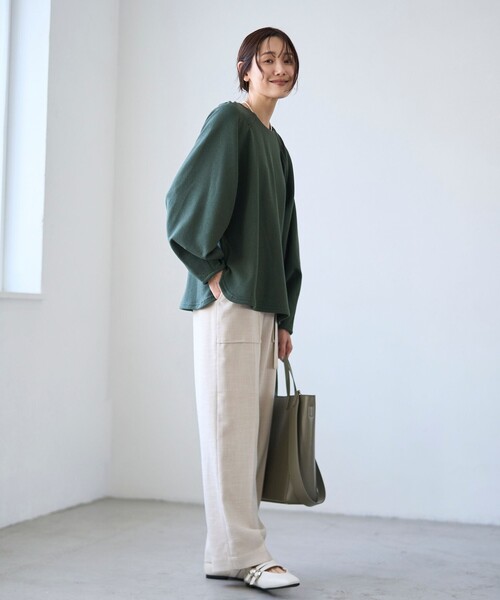RONEL(ロネル)の「【RONEL】ネップジョーゼットドルマンプルオーバー(Tシャツ/カットソー・レディース・ブラック/ダークグリーン/オフホワイト・S/M/L)」の20枚目の写真