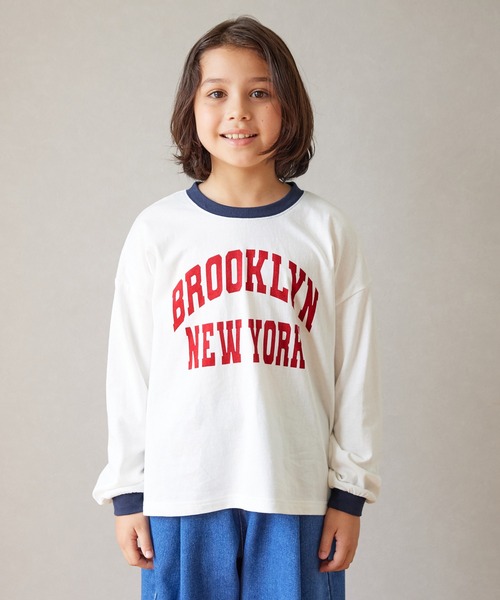 セール】キッズ カレッジプリント リンガーTシャツ（Tシャツ