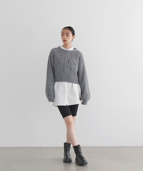 LIAN（リアン）の「透かしあみロゴ刺繍ニット（ニット/セーター）」 - WEAR