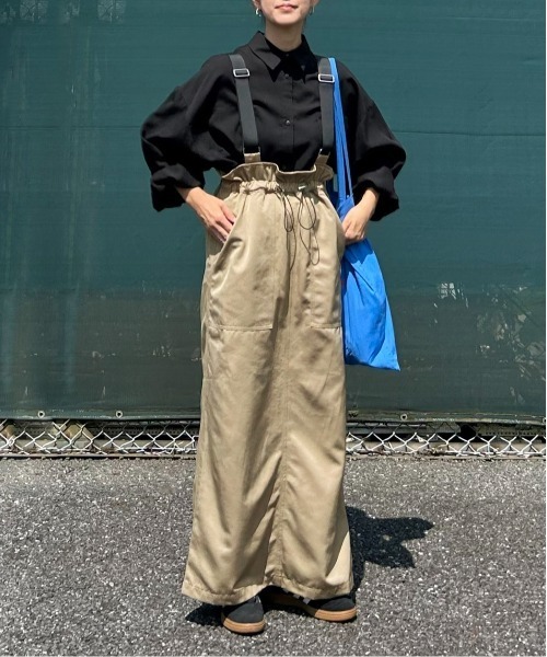notch.（ノッチ）の「【 notch. by KR 】サス付きハイウェストスカート（ジャンパースカート・レディース・ブラック/オリーブ/ダークオリーブ/グレイッシュベージュ・M/TM）」の15枚目の写真
