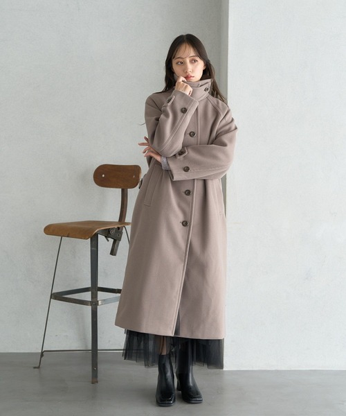 earth music&ecology(アースミュージックアンドエコロジー)の「2WAYカラーロングコート(チェスターコート・レディース・ブラック/ベージュ/モカ・M/L)」の4枚目の写真