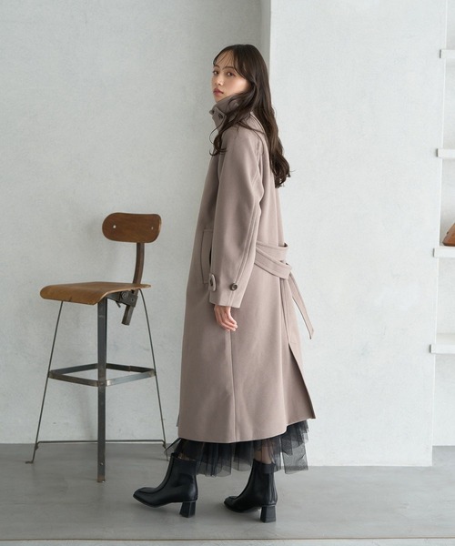 earth music&ecology(アースミュージックアンドエコロジー)の「2WAYカラーロングコート(チェスターコート・レディース・ブラック/ベージュ/モカ・M/L)」の7枚目の写真