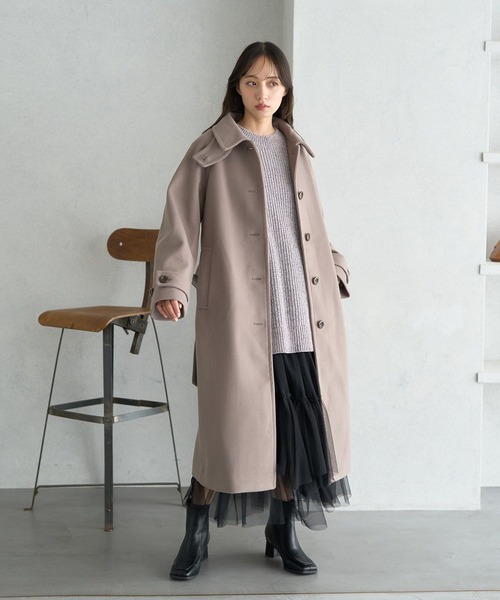 earth music&ecology(アースミュージックアンドエコロジー)の「2WAYカラーロングコート(チェスターコート・レディース・ブラック/ベージュ/モカ・M/L)」の10枚目の写真