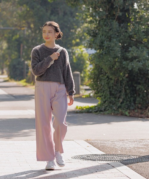 GLOBAL WORK（グローバルワーク）の「my colorニットプルオーバー/143990（ニット/セーター・キッズ・サックスブルー/ライム/オフホワイト/チャコール・160cm/150cm/140cm/130cm）」の3枚目の写真