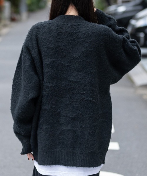 Red Cap Girl(レッドキャプガール)の「【a-r】〔Red Cap Girl/レッドキャップガール〕モヘアライク ダブルジャガード ガール刺繍 カーディガン(カーディガン/ボレロ・メンズ・ブルー/ブラック/グレイッシュベージュ・MEDIUM/LARGE)」の11枚目の写真