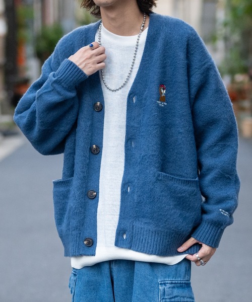 Red Cap Girl(レッドキャプガール)の「【a-r】〔Red Cap Girl/レッドキャップガール〕モヘアライク ダブルジャガード ガール刺繍 カーディガン(カーディガン/ボレロ・メンズ・ブルー/ブラック/グレイッシュベージュ・MEDIUM/LARGE)」の22枚目の写真