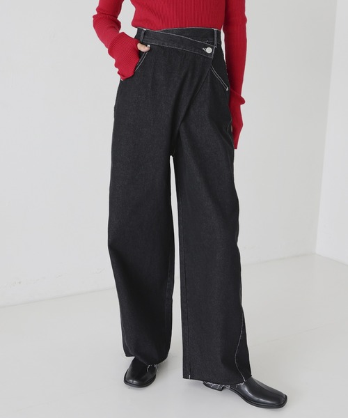 hellam（へラム）の「デニムラップカーブパンツ（デニムパンツ・レディース・ブラック/グレー・SMALL/MEDIUM）」の4枚目の写真