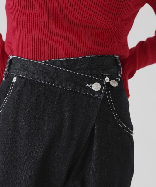 hellam（へラム）の「デニムラップカーブパンツ（デニムパンツ・レディース・ブラック/グレー・SMALL/MEDIUM）」の7枚目の写真