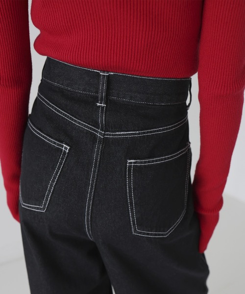 hellam（へラム）の「デニムラップカーブパンツ（デニムパンツ・レディース・ブラック/グレー・SMALL/MEDIUM）」の8枚目の写真