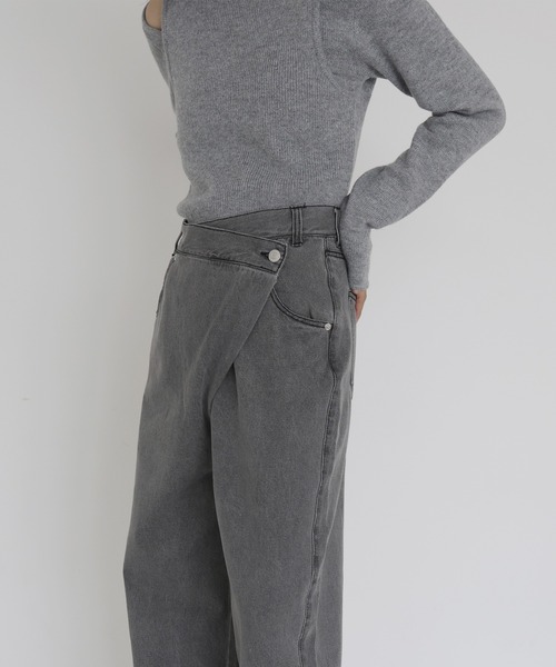 hellam（へラム）の「デニムラップカーブパンツ（デニムパンツ・レディース・ブラック/グレー・SMALL/MEDIUM）」の9枚目の写真