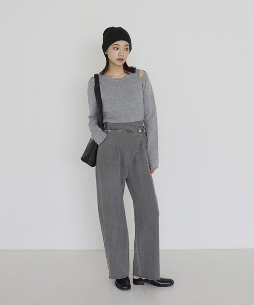 hellam（へラム）の「デニムラップカーブパンツ（デニムパンツ・レディース・ブラック/グレー・SMALL/MEDIUM）」の10枚目の写真