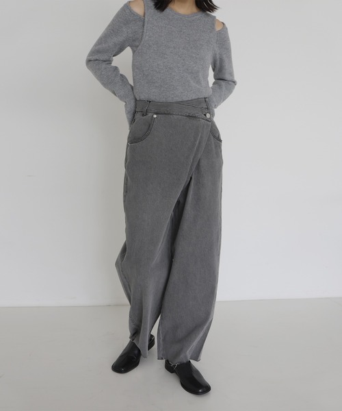 hellam（へラム）の「デニムラップカーブパンツ（デニムパンツ・レディース・ブラック/グレー・SMALL/MEDIUM）」の11枚目の写真