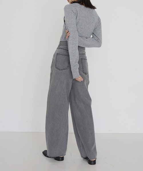 hellam（へラム）の「デニムラップカーブパンツ（デニムパンツ・レディース・ブラック/グレー・SMALL/MEDIUM）」の12枚目の写真