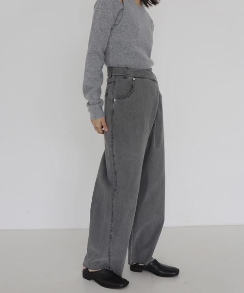 hellam（へラム）の「デニムラップカーブパンツ（デニムパンツ・レディース・ブラック/グレー・SMALL/MEDIUM）」の13枚目の写真