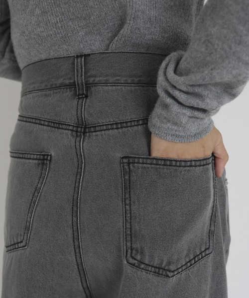 hellam（へラム）の「デニムラップカーブパンツ（デニムパンツ・レディース・ブラック/グレー・SMALL/MEDIUM）」の14枚目の写真