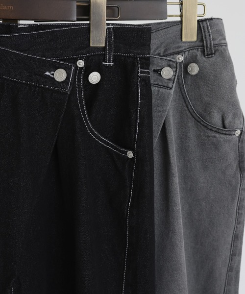 hellam（へラム）の「デニムラップカーブパンツ（デニムパンツ・レディース・ブラック/グレー・SMALL/MEDIUM）」の17枚目の写真