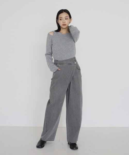 hellam（へラム）の「デニムラップカーブパンツ（デニムパンツ・レディース・ブラック/グレー・SMALL/MEDIUM）」の18枚目の写真