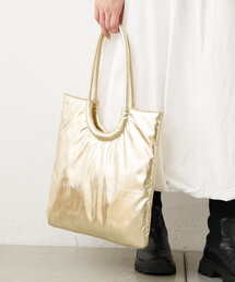 Actually | フェイクレザーラウンドハンドル フラットバッグ(トートバッグ)