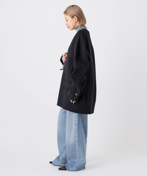 AP STUDIO（エーピーストゥディオ）の「【SYSTEM/システム】ディープネックウールトップ（ニット/セーター・レディース・ネイビー・FREE）」の5枚目の写真