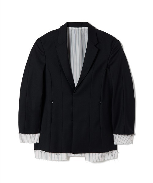 soduk(スドーク)の「invisible zip jacket(テーラードジャケット・レディース・ベージュ/ブラック・FREE)」の3枚目の写真