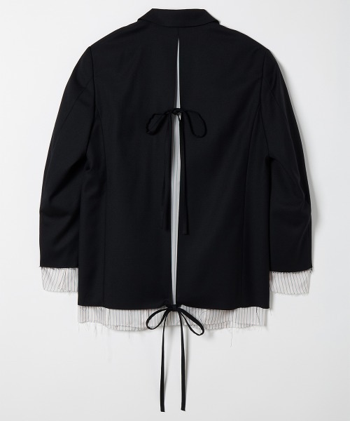 soduk(スドーク)の「invisible zip jacket(テーラードジャケット・レディース・ベージュ/ブラック・FREE)」の4枚目の写真