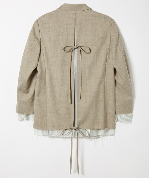 soduk(スドーク)の「invisible zip jacket(テーラードジャケット・レディース・ベージュ/ブラック・FREE)」の18枚目の写真