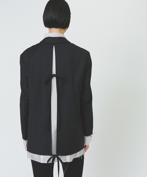 soduk(スドーク)の「invisible zip jacket(テーラードジャケット・レディース・ベージュ/ブラック・FREE)」の9枚目の写真
