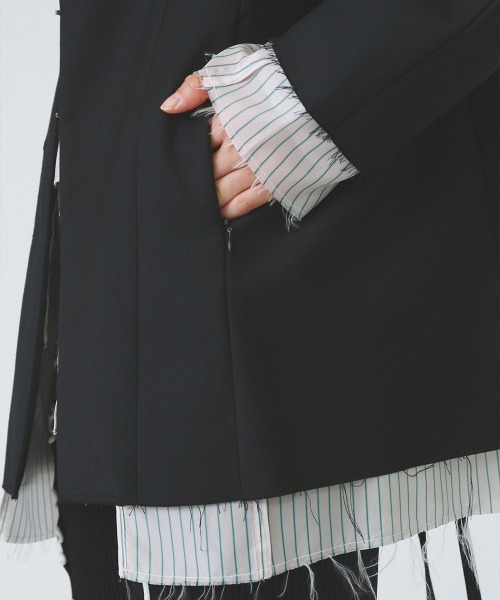soduk(スドーク)の「invisible zip jacket(テーラードジャケット・レディース・ベージュ/ブラック・FREE)」の15枚目の写真