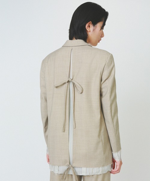 soduk(スドーク)の「invisible zip jacket(テーラードジャケット・レディース・ベージュ/ブラック・FREE)」の21枚目の写真