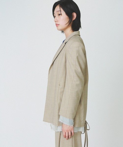 soduk(スドーク)の「invisible zip jacket(テーラードジャケット・レディース・ベージュ/ブラック・FREE)」の22枚目の写真