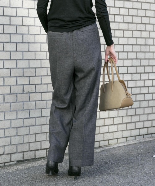 FORK&SPOON（フォークアンドスプーン）の「FORK&SPOON　ウールライクツイルイージーパンツ（その他パンツ・レディース・ブラック/チャコールグレー/ライトグレー・1/2）」の7枚目の写真