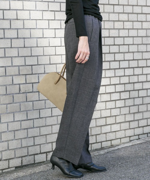 FORK&SPOON（フォークアンドスプーン）の「FORK&SPOON　ウールライクツイルイージーパンツ（その他パンツ・レディース・ブラック/チャコールグレー/ライトグレー・1/2）」の8枚目の写真
