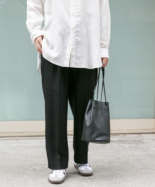 FORK&SPOON（フォークアンドスプーン）の「FORK&SPOON　ウールライクツイルイージーパンツ（その他パンツ・レディース・ブラック/チャコールグレー/ライトグレー・1/2）」の13枚目の写真