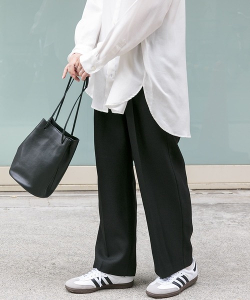 FORK&SPOON（フォークアンドスプーン）の「FORK&SPOON　ウールライクツイルイージーパンツ（その他パンツ・レディース・ブラック/チャコールグレー/ライトグレー・1/2）」の14枚目の写真