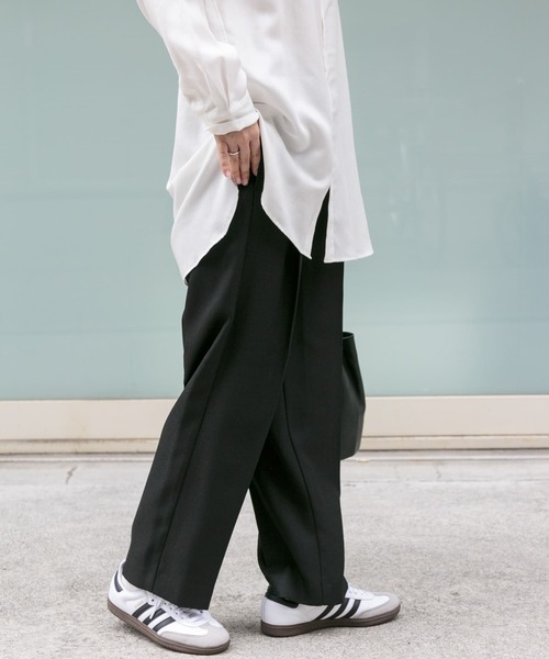 FORK&SPOON（フォークアンドスプーン）の「FORK&SPOON　ウールライクツイルイージーパンツ（その他パンツ・レディース・ブラック/チャコールグレー/ライトグレー・1/2）」の17枚目の写真